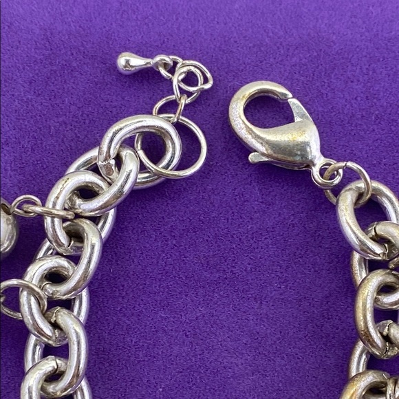 💛 Christopher & Banks Silver Crystal Heart & Pearl Charm Bracelet - Picture 4 of 7